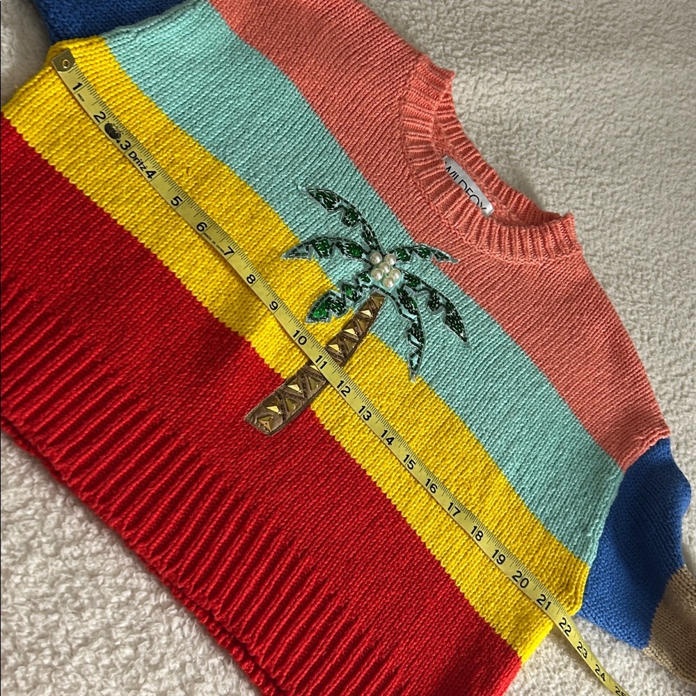 Wildfox Striped Embellished Cotton Sweater Distressed Size S - Picture 9 of 12